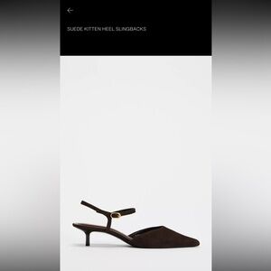 Brown suede kitten heel sling backs